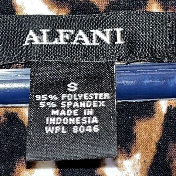 alfani dress tunic Sz Small‎ cheetah animal assymetrical neckline 3/4 sleeve - Picture 3 of 7